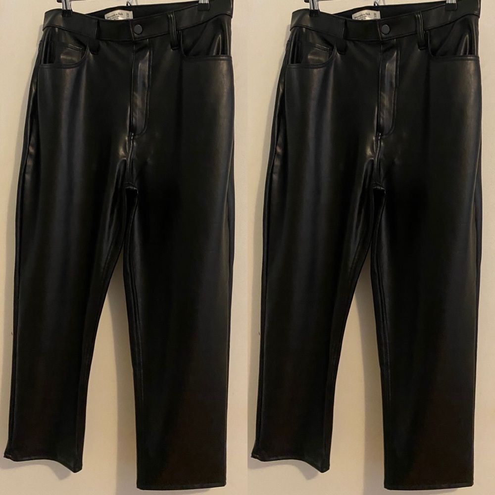 Abercrombie & Fitch the ankle straight ultra high rise vegan leather pants32/14